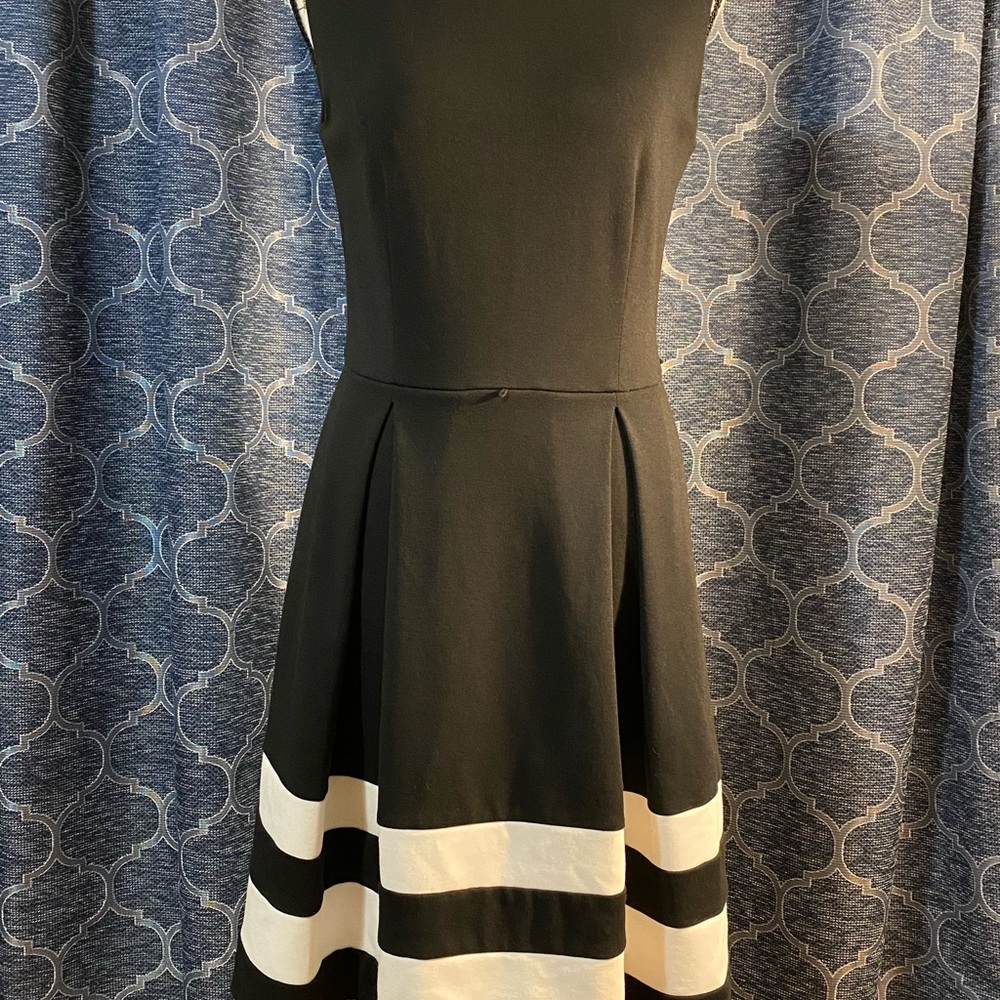 Calvin Klein Black and White Striped Mini Dress
